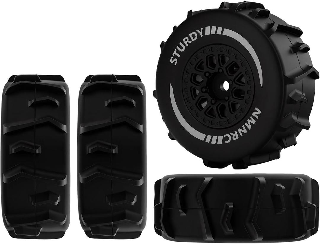 Pre-glued Paddle Wheel and Tire Beach Sand Snow Desert for Arrma 1/16 Mojave Grom RTR Upgrades Part Black