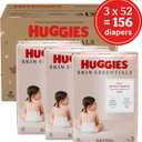 Huggies Size 3 Diapers, Skin Essentials Baby Diapers, Size 3 (16-28 lbs), 156 Count (3 Packs of 52)