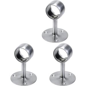 Stainless Steel Closet Rod Bracket Set with S-Hooks and Screws, Heavy Duty Flange Rod Holders for Wardrobe, Bathroom, and Kitchen – 3 Brackets, 10 Hooks, Mounting Hardware Included