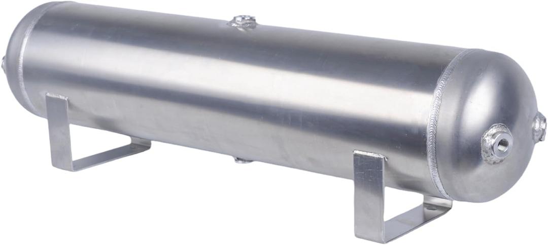 5 Gallon (18 Liter) 6 Ports Compressed air Storage Tank air Ride Receiver Tank for Air Ride Suspension Car Train Truck Horn Silver