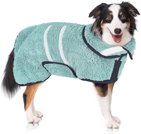 Dog Bathrobe Super Absorbent Dog Towels Large Quick Drying Robes for After Bath Soft Adjustable Warm Keeping Dogs Towel(L)