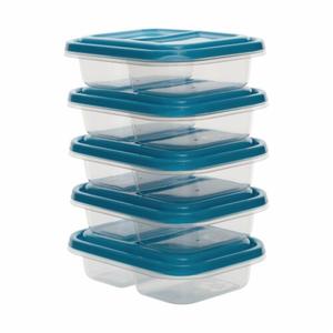 5 Pack 2-Compartment Reusable Snack Containers with Lids, Snack Packs for Food Storage Meal Prep On-the-Go Snacking. Blue Lids 5 Pack 2-Compartment Reusable Snack Containers with Lids, Snack Packs for Food Storage Meal Prep On-the-Go Snacking. Blue Lids