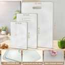 3 Pack Glass Cutting Boards for Kitchen Counter, Clear Tempered Glass Cutting Board Set with Handle (16"x12" & 12"x8" & 9"x6"), Scratch Resistant, Dishwasher Safe, Non-toxic, Easy to Clean