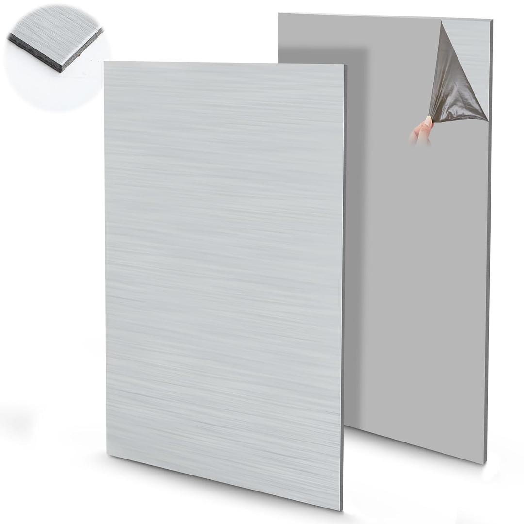 Blulu 2 Pcs Aluminum Composite Panel, 1/8" Thick Rectangle Aluminum Plastic Composite Sheet Plate for Industry Crafting Handcraft DIY Projects, Brushed Silver (24"x12")
