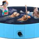 Dog Pool Foldable pet Pool Large Dog Swimming Pool pet Swimming Pool PVC Non-Slip Pool for All Kinds of Pets 63-12in (Blue)