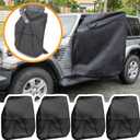 13110001 Hard Door Storage Bag with Handle for 1976-2023 Jeep Wrangler JK JKU JL JLU TJ YJ CJ Sports Sahara Freedom Rubicon Unlimited Gladiator JT 2-Door 4-Door (Black 4 Pack)