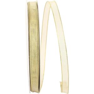 Reliant Ribbon Mesh Metallic 2 Wired Edge Ribbon, 3/8 Inch X 50 Yards, Gold