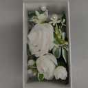 Ling's moment Pocket Boutonniere Single, Boutonniere for Men Groom for Wedding, Prom, Homecoming, Anniversary, Graduation, etc.White Ranunculus Ivory, 6" W x 5" H