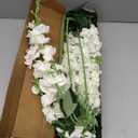 8 pcs White Delphinium Artificial Flowers, 34.25''Artificial Snapdragon Flowers Tall Fake Flowers Silk Flowers Faux Delphinium Bulk for Tall Vase Home Wedding Garden Table Decor (White)