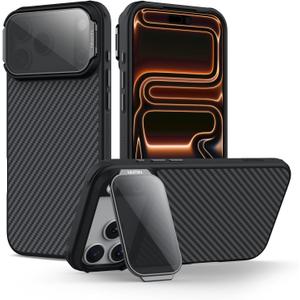 Nillkin for iPhone 17 Pro Max Magnetic Case,Carbon Fiber,Kickstand & Camera Cover Compatible with MagsafeMilitary Grade Drop Tested 6.9 inch Gray