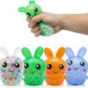 Squishy Easter Bunny,Easter Basket Stuffers Stress BallsToys for Kids Adults,4Pack Bunny Squeeze Ball Stress Relief Fidget Toys Easter Party Favor Gifts