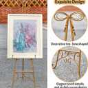 Metal Free Standing Adjustable Display Stand Easel with Chain Support, Gold Easel Stand for Sign with Bow Top, Heavy Duty Easel for Mirror, Sign, Wedding, Picture Frame.(No Installation Required)