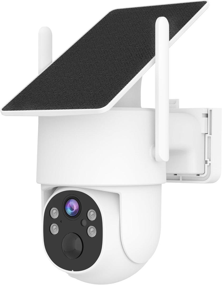 4G LTE Cellular Security Camera Wireless Outdoor, No WiFi Needed, with SIM Card and One Year Unlimited Data Plan, Solar Powered, 360 Live View, 2K Color Night Vision, Motion Detection