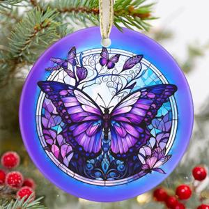 Butterfly Ceramic Ornament - Christmas Tree Decor - Butterfly Lovers Gift