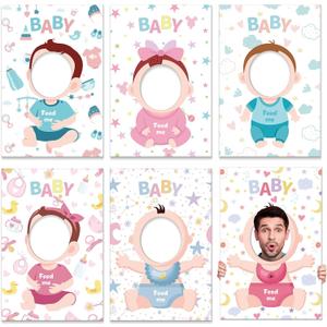 6 Pcs Feed Me Game Who is The Baby Daddy Games Bridal Party Activities Photo Booth Props for Gender Reveal Party Favors