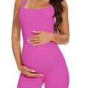 BDITANLE Maternity Workout Romper Pregnancy Yoga Ribbed One Piece Seamless Tank Top Jumpsuit