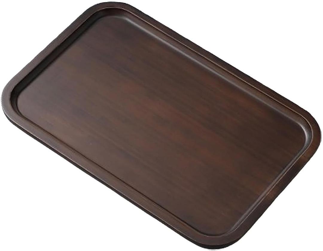 Bamboo Serving Tray, 14''x 9.4'' Walnut Food Trays, Bathroom Vanity Tray, Portable Bed Decorative Tray, Serving Platter for Coffee, Tea, Home Decor