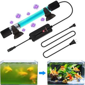 Clean Light for Aquarium13 W Fish Tank Clean Light with Timer,Aquarium Green Killing Waterproof Clean Submersible Lamp for Pond,Swimming Pool,Indoor