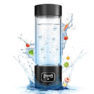 Asgool 340ml Portable Hydrogen Water Bottle Generator with PEM-SPE Technology, Glass Exterior & Aluminum Shell, Produces 5000 ppb Hydrogen in 10 Minutes, for Home, Gym, Office & Travel