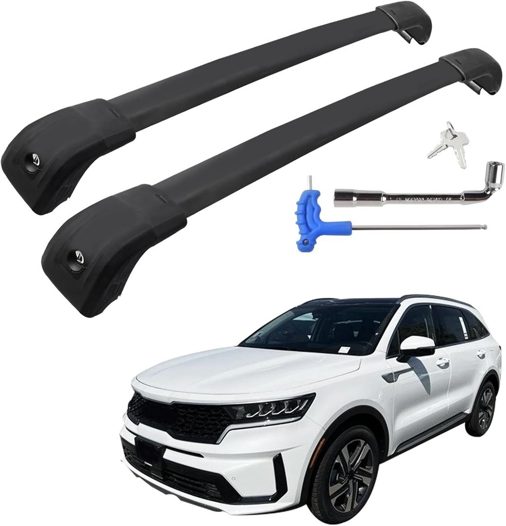 Car Roof Rack Cross Bars Compatible with 2021-2025 KIA Sorento and Sorento Hybrid (Fit for Flush Side Rails), Aluminum Lockable Roof Cross Bars for Kayak Bike Rooftop Cargo Carrier Bag Basket Luggage