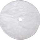 Christmas Tree Plush Skirt Decoration 15" Mini Holiday Tree Round Xmas Tree Skirt for Merry Christmas Tree (Pure White)