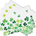 St. Patrick's Day Placemats Set of 4 Farmhouse Table Decor Green Shamrocks Place Mats 12 x 18 Inch Waterproof Lucky Clover Leaves Heat Resistant Linen St. Patrick's Table Mats for Home Kitchen Dining