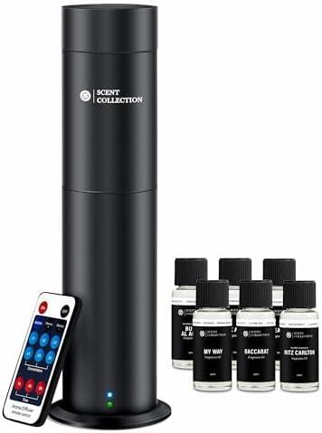 Hotel Waterless Scent Diffuser with 6 Fragrance Oils Covers up to 700 Sq Ft | Cold air scent diffuser with APP control, 6 fragrance oils, open bottle design, quiet operation, for home/office/hotel/ect.