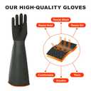 North Tower Heavy Duty Rubber Gloves, Industrial Gloves Waterproof Reusable Protective Work for Cleaning, Dishwashing, Upgraded with Non-Slip Design, Black(22in,1pair)