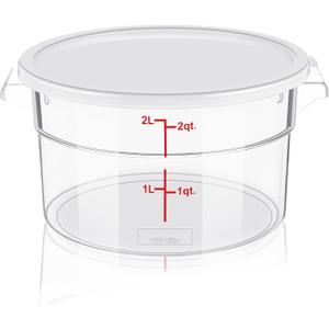 1 Pcs Dough Proofing Bucket with Lid, Round Food Storage Container 2 Qt Dough Bucket Clear Translucent Containers with Red Scale(White)
