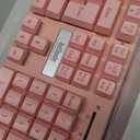 RedThunder K10 Wireless Gaming Keyboard and Mouse Combo, LED Backlit Rechargeable 3800mAh Battery, Mechanical Feel Anti-ghosting Keyboard + 7D 3200DPI Mice for PC Gamer (Pink)