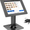 AboveTEK Anti-Theft iPad Kiosk Stand POS iPad Security Mount with 360 Swivel & 75 Tilt, Heavy Duty Tablet Kiosk Desk Holder for Retail & Business POS Systems (Black)