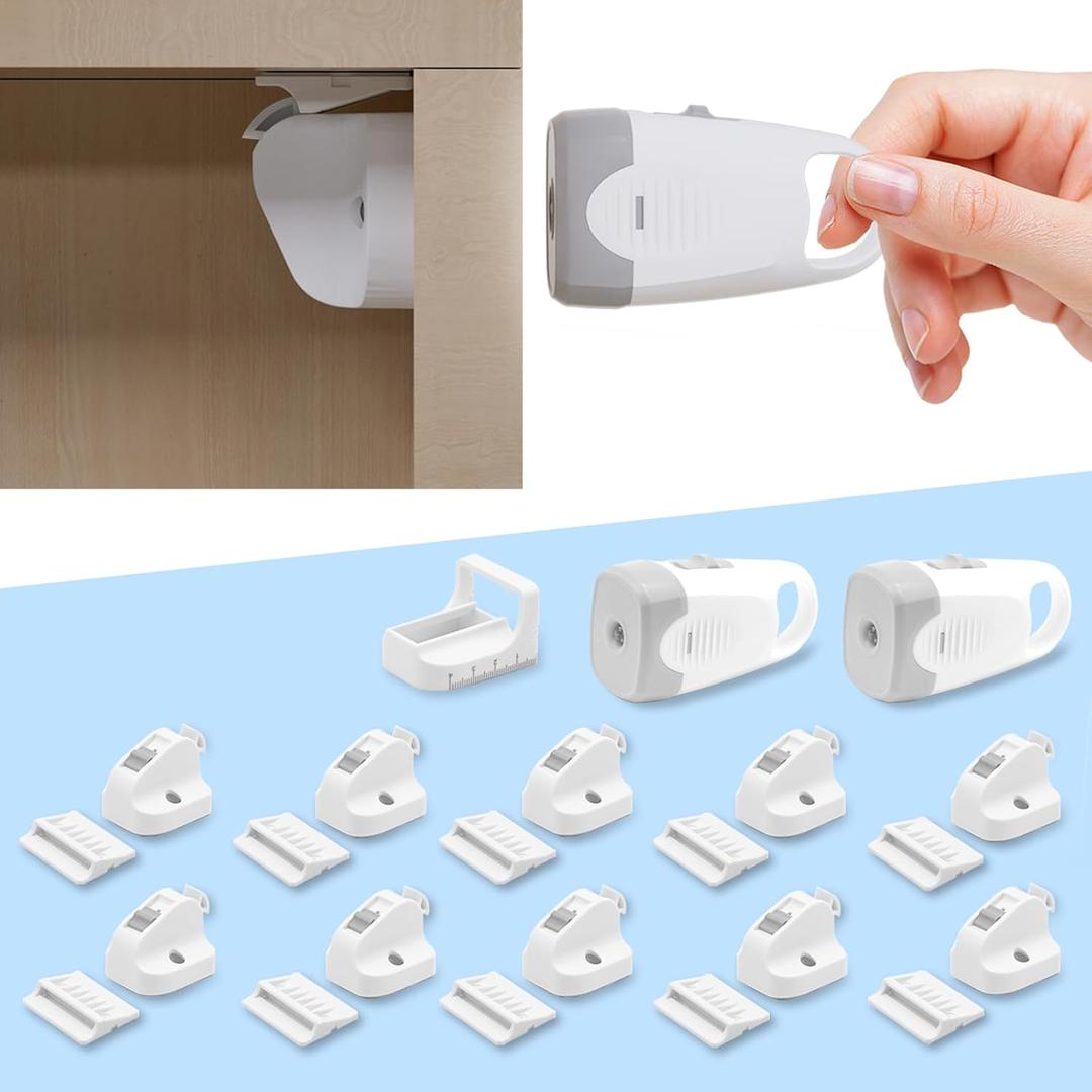 Child Magnetic Cabinet Locks (10 Locks and 2 Keys) -Baby Proofing Cabinet Latch Locks with Lighting Function, Fit Most Cabinets and Drawers (10+2)