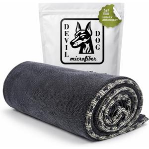 Premium Twisted Loop Drying Towels for Drying Dogs Small 16" x 24" Super Absorbent Microfiber Dog Bath Towel  Quick Dry, Soft  1200 GSM Gray for Pets, Beach, Camping & Travel