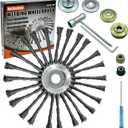 10 Inch Steel Wire Weed Wheel Brush Cutter Trimmer Head, Weed Trimmer Blade Head for Weed Eater, Brush Cutter, Weed Wrackers, Compatible with Husqvarna, Moss Grass Rust Removal