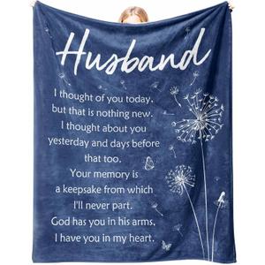Sympathy Memorial Gifts for Loss of Husband, Soft Flannel Memorial Blanket, Remembrance Condolences Bereavement Gifts Idea in Memory of Husband, 50x60 inches