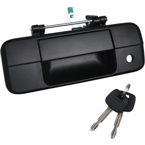 Exterior Tailgate Handle with Key Lock Cylinder for Toyota Tundra 2007-2013 Replaces 69090-0C040 690900C040 81213 Liftgate Latch Handle Assembly (without camera hole, Black)