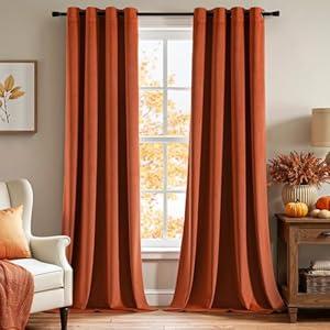 EMEMA Golden Brown Velvet Curtains 45 Inch Length 2 Panels Set Room Darkening Luxury Back Tab and Rod Pocket Thermal Insulated Window Drapes for Bedroom Living Room W40 x L45 
Terracotta