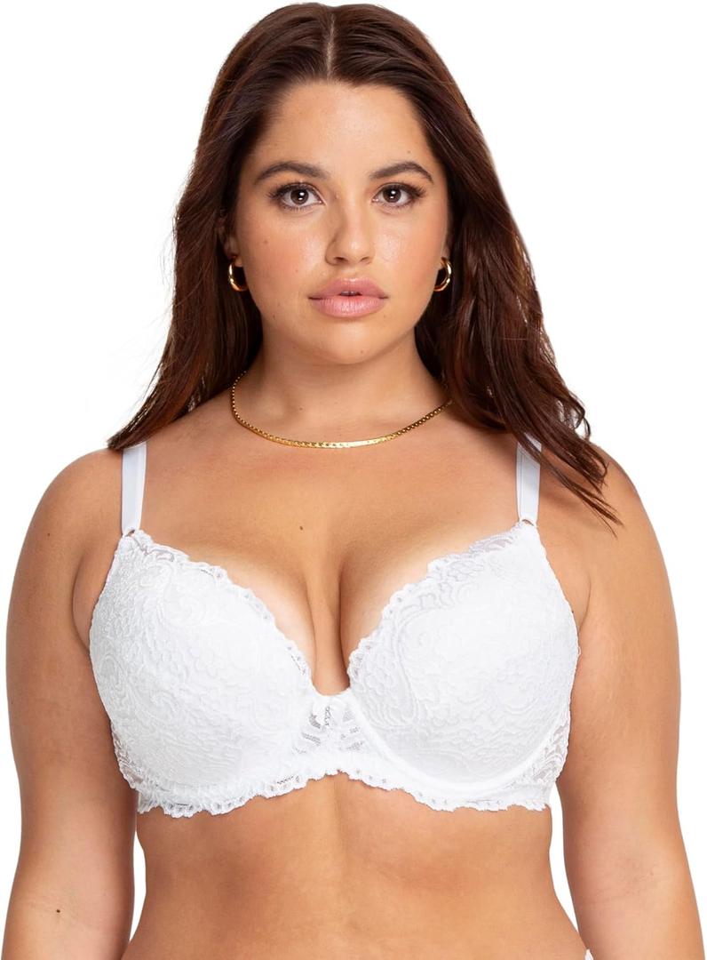 Smart & Sexy Women's Maximum Cleavage Underwire Push Up Bra (42C, White)