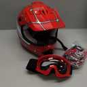 TCT-MOTORPARTS DOT Youth Kids Dirt Bike Full Face Helmets Motocross ATV Offroad Four Wheeler Helmet Red Spider Medium Size