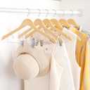 TOPIA HANGER Wooden Suit Hangers with Adjustable Metal Clips (20 Pack), Solid Smooth Wood Clothes Hangers, 360 Swivel Hook, Premium Pants Hangers for Clothes Coat, Jeans, Blouse-Natural, CT28N20