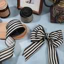 Moukeren 4 Rolls 10 Yard Black and Cream White Wired Stripes Ribbon Rustic Ivory Boho Black and White Wired Edge Ribbon for Wreath Gift DIY Crafts Wedding Party Decoration(2 Inch)