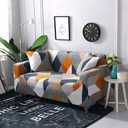 Lamberia Printed Sofa Cover Stretch Couch Cover Sofa Slipcovers for Couches and Loveseats with Two Free Pillow Case Washable Pet Friendly (Geometric, Sofa-4 Seater)