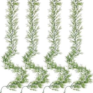 Serwalin 4Pcs 5.9 Ft Babys Breath Garland, 162 Branches White Artificial Baby Breath Flower Vines, Faux Plastics Garland Gypsophila Hanging Flower Vines for Wedding Arch Party Table Home Wall Decor