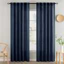 MIULEE Navy Blue Linen Curtains 84 Inch Length 2 Panels for Bedroom Living Room, Soft Thick Linen Textured Natural Window Drapes Semi Sheer Light Filtering Back Tab Rod Pocket Burlap Look Decor