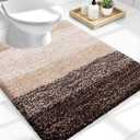 OLANLY Luxury Toilet Rugs U-Shaped 24x20, Extra Soft and Absorbent Microfiber Bathroom Rugs, Non-Slip Plush Shaggy Bath Mat, Machine Wash Dry, Contour Bathroom Mats for Toilet Base, Brown
