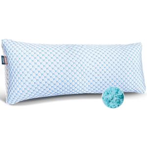 Nestl Cooling Body Pillow for Sleeping 1 Pack, Luxury Shredded Memory Foam Body Pillows, Adjustable Cold Gel Pillows for Hot Sleepers, Supportive Long Pillow for Bed Side Back Stomach Sleepers