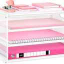 Lavatino 3-Tier Letter Tray Desk Organizer, Mesh Metal Paper File Tray Organizer for Desk, Office Supplies & Home Organization, Fits A4 Paper, Mail, Magazines & Office Accessories (White with Handle) (12.6" x 9.1" x 7.6")