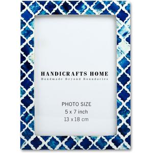 Handicrafts Home 5x7 Picture Frames - Vintage Style Wall Hanging & Desk Decor - Farmhouse Photo Frames Ideal for Living Room Office & Home Decor Medium Picture Frame for Diploma & Wall Decor, Blue