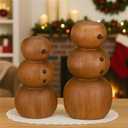 Weysat 2 Pcs Snowman Christmas Decorations Wooden Christmas Table Decorations Cute Snowman Figurines Winter Tiered Tray Decor Xmas Wood Blocks for Party Office Home Shelf Indoor Decor Gifts