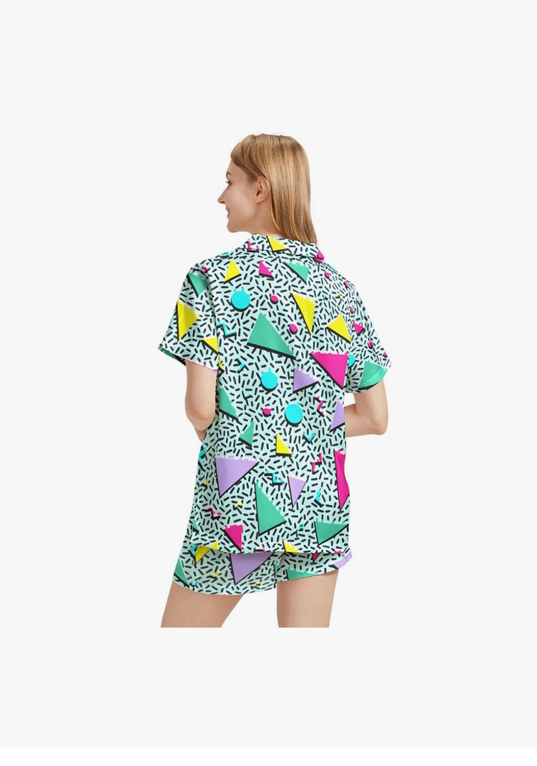 Pajama Sets for Women 2 Piece Button Down Lounge Set Short Sleeve Tops and Shorts Soft Sleepwear, L